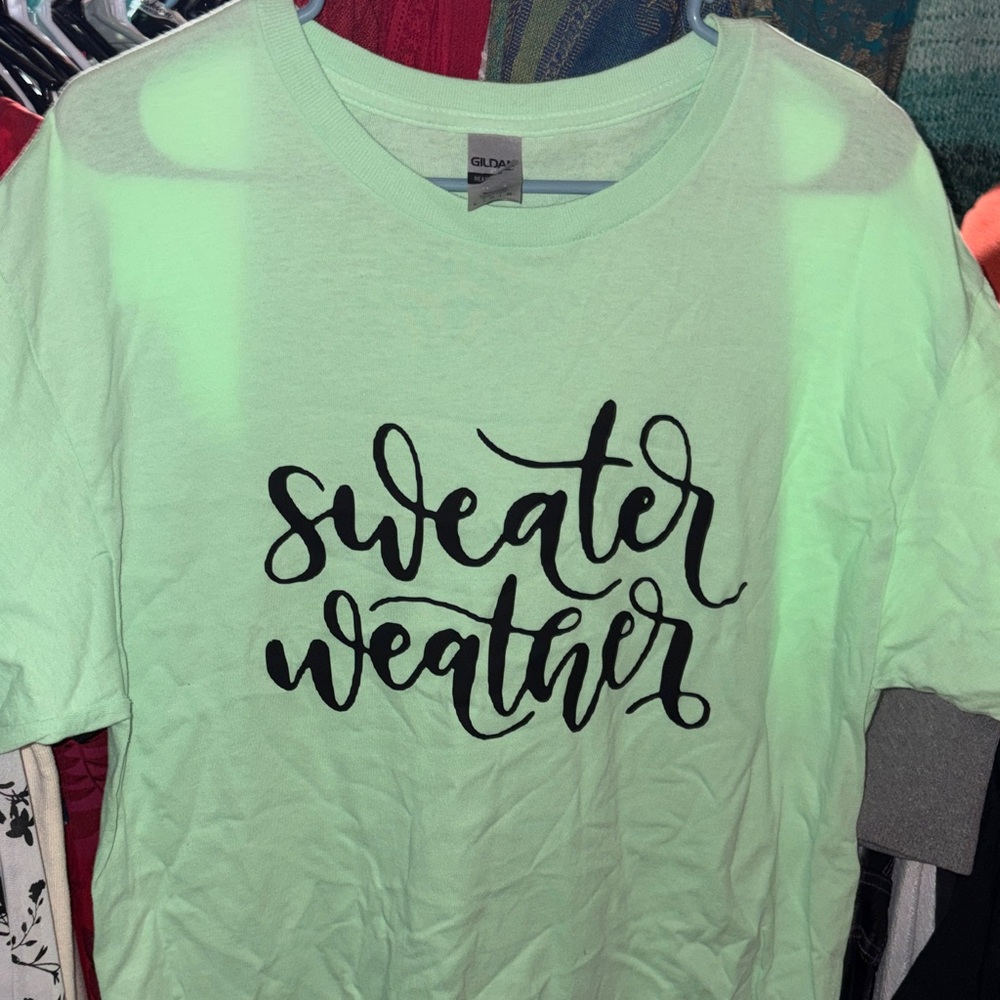 Gildan Light Green Tee with Black Script